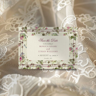 Antike Rosengarten-Hochzeit Save The Date