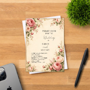 antike Rosengarten-Hochzeitseinladung Acryleinladungen