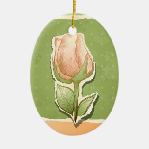 Antike Rosenknospe in Grün, Ornament