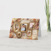 Antike Rosenrahmen mit sanftem goldenen Blumenschi Karte (Vorderseite)