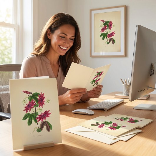 Antike rote Blumenillustration Karte
