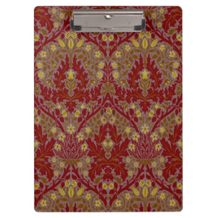 Antike rote Gold William Morris Herbstblumen Klemmbrett