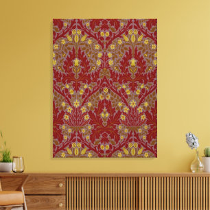 Antike Rote Gold William Morris Herbstblumen Leinwanddruck