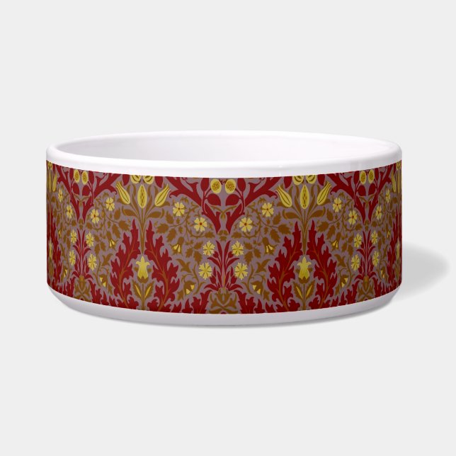 Antike rote Gold William Morris Herbstblumen Napf (Vorderseite)