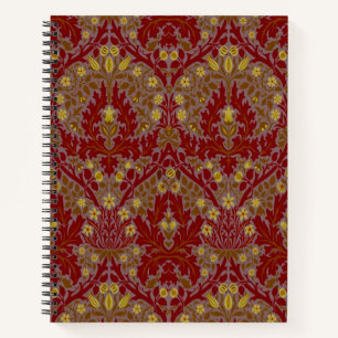 Antike rote Gold William Morris Herbstblumen Notizblock