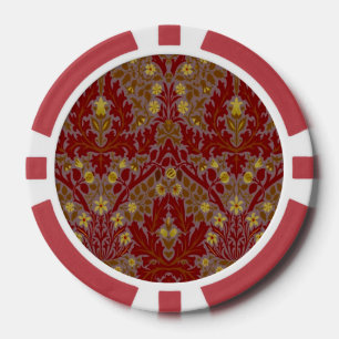 Antike rote Gold William Morris Herbstblumen Pokerchips