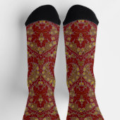 Antike rote Gold William Morris Herbstblumen Socken (Oben)