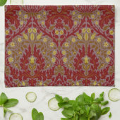 Antike Rote Goldene William Morris Herbstblumen Geschirrtuch (Gefaltet)