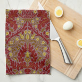 Antike Rote Goldene William Morris Herbstblumen Geschirrtuch (Viertel Falte)