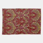 Antike Rote Goldene William Morris Herbstblumen Geschirrtuch (Horizontal)