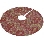 Antike Rote Goldene William Morris Herbstblumen Polyester Weihnachtsbaumdecke (Schrägansicht)