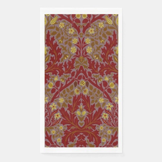 Antike Rote Goldene William Morris Herbstblumen Serviette (Vorderseite)