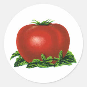 Antike rote reife Tomate, Gemüse und Früchte Runder Aufkleber
