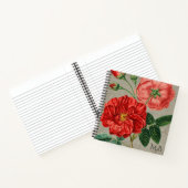 Antike rote Rose-Kunst auf grauem Monogramm Notizblock (Innenseite)