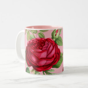Antike rote Rose mit Ihrem Namen Zweifarbige Tasse