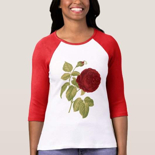 Antike Rote Rose T-Shirt (Vorderseite)
