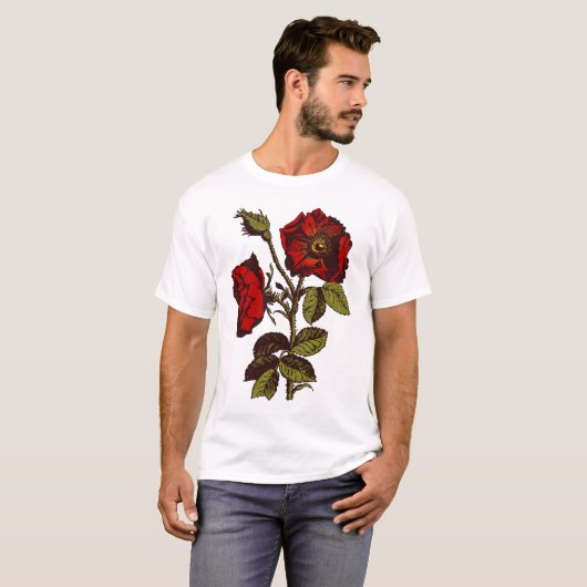 Antike Rote Rose T-Shirt (Vorne ganz)
