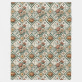 Antike Rote Rose Tile Blanket Chic Shabby Style Fleecedecke (Vorderseite)