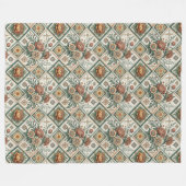 Antike Rote Rose Tile Blanket Chic Shabby Style Fleecedecke (Vorderseite (Horizontal))