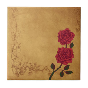 Antike rote Rosen Hochzeit Fliese