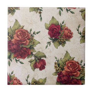 Antike rote Rosen Tapete Fliese