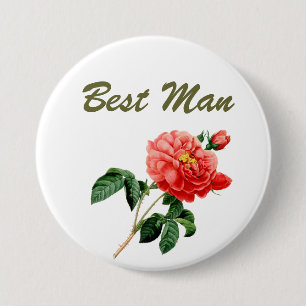 antike rote Rosenblumen Trauzeuge Button