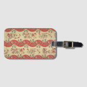 Antike rote Textil-Chinoiserie Gepäckanhänger (Vorderseite (Horizontal))