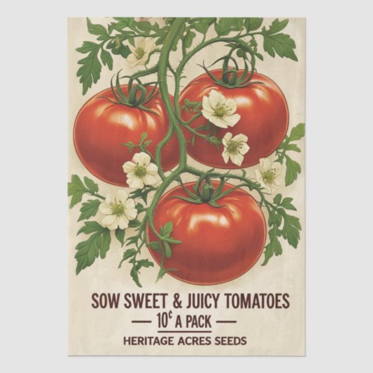 Antike rote Tomaten - Botanischer Decoupage Seidenpapier (Vorderseite)