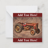 Antike rote Traktorkarte Mitteilungskarte (Vorderseite)