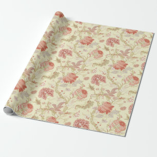 Antike rote Tulpen und Hortensien-Blumen Geschenkpapier