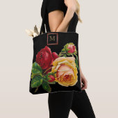 Antike rote und cremefarbene Rose mit Monogramm Tasche (Von Nahem)