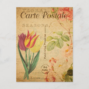 Antike rote und gelbe Tulpen Blumensträuße Postkarte