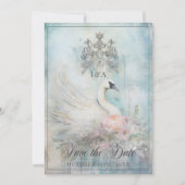 Antike Royal Swan Princess Märchen Hochzeit Save The Date (Vorderseite)