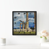 Antike Ruinen in Athen - Griechenland Quadratische Wanduhr (Zuhause)