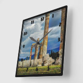Antike Ruinen in Athen - Griechenland Quadratische Wanduhr (Winkel)