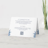 Antike Rustikale Blaue Florale Wappen-QR-Code-Hoch Einladung (Rückseite)