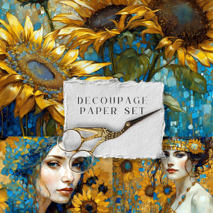Antike Rustikale Blumen Botanische Decoupage Geschenkpapier Set