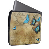 Antike rustikale Dekoration und blaue Schmetterlin Laptopschutzhülle (Vorne Rechts)