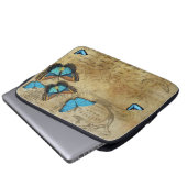 Antike rustikale Dekoration und blaue Schmetterlin Laptopschutzhülle (Vorne Knopf)