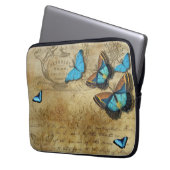 Antike rustikale Dekoration und blaue Schmetterlin Laptopschutzhülle (Vorderseite Links)