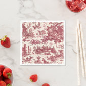 Antike rustikale französische Toile-Rot & Beige Serviette (Beispiel)