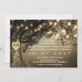 Antike rustikale geschnitzte Eichenbaum-Hochzeitse Einladung (Vorderseite)