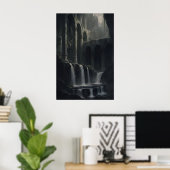 Antike rustikale Landschaft Wasserfälle Kunst Druc Poster (Heimbüro)