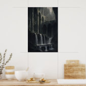 Antike rustikale Landschaft Wasserfälle Kunst Druc Poster (Küche)