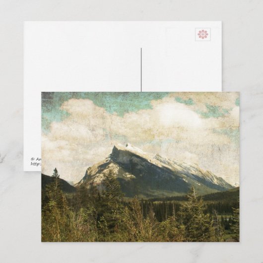 Antike rustikale Mount Rundle Postkarte (Vorne/Hinten)