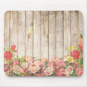 Antike Rustikale Romantische Rosen Holz Mousepad