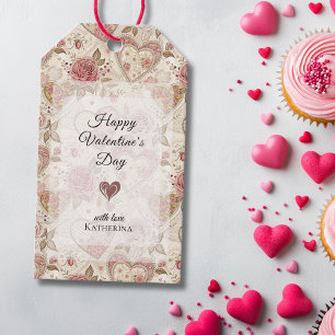 Antike rustikale Rosen Frohen Valentinstag Geschenkanhänger