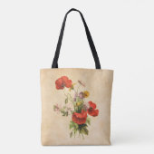Antike rustikale rote Mohnblumen wilde Blumen Beig Tasche (Rückseite)
