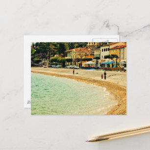 Antike sandige Strandstadt Meer Häuser und Bäume Postkarte