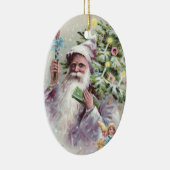 Antike Sankt im lila Mantel mit Weihnachtsbaum Keramikornament (Rechts)